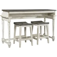 Hinsdale Console Bar Table w/ Two Stools in Cottonwood by Aspen Home