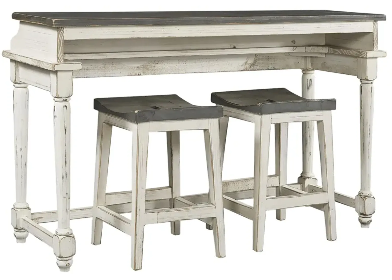 Hinsdale Console Bar Table w/ Two Stools in Cottonwood by Aspen Home