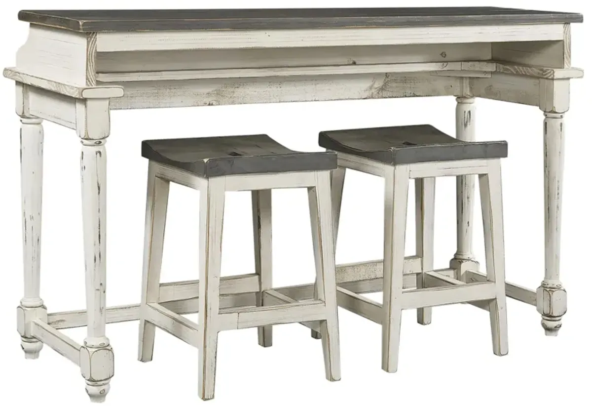 Hinsdale Console Bar Table w/ Two Stools in Cottonwood by Aspen Home