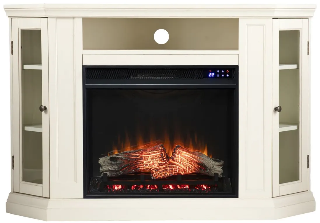 Oldham Touch Screen Media Fireplace in White by SEI Furniture
