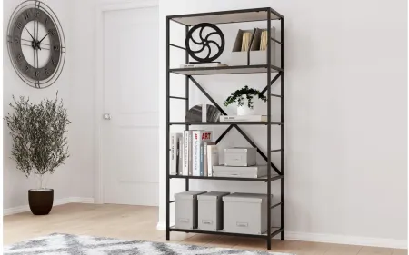Freedan 63" Bookcase in White/Black by Ashley Express