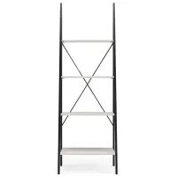 Bayflynn Leaning Ladder Bookcase in White/Black by Ashley Express