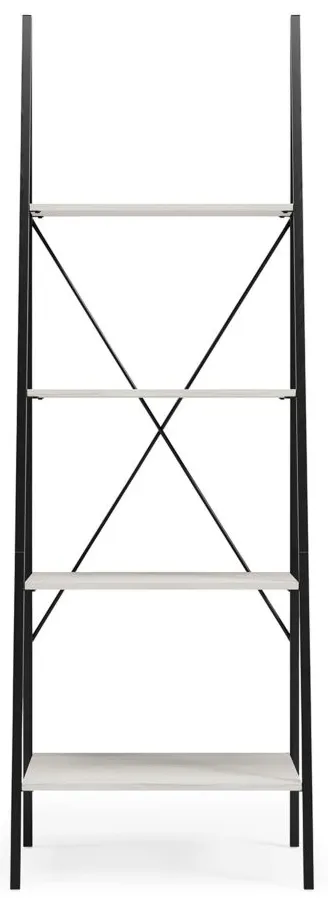 Bayflynn Leaning Ladder Bookcase in White/Black by Ashley Express