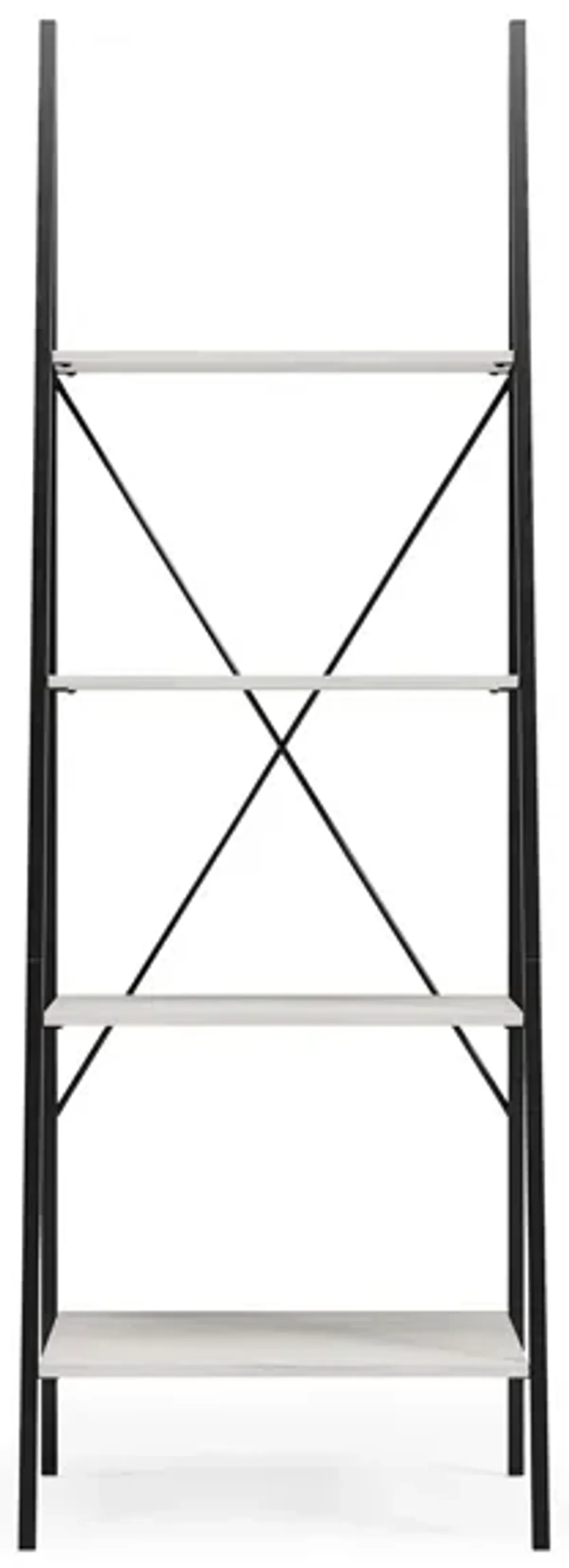 Bayflynn Leaning Ladder Bookcase in White/Black by Ashley Express