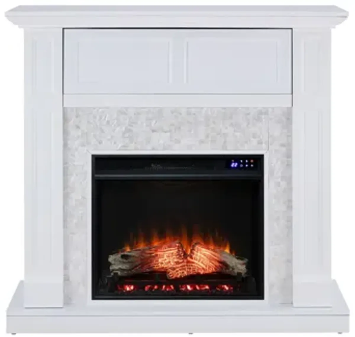 Newmarket Touch Screen Media Fireplace in White by SEI Furniture