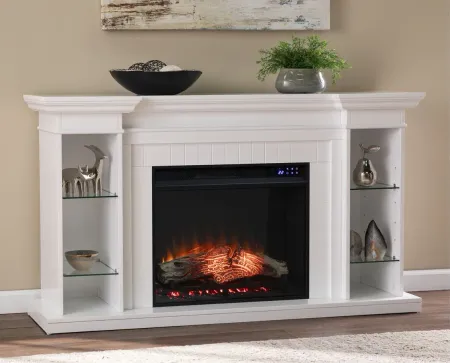 Longridge Touch Screen Fireplace in White by SEI Furniture