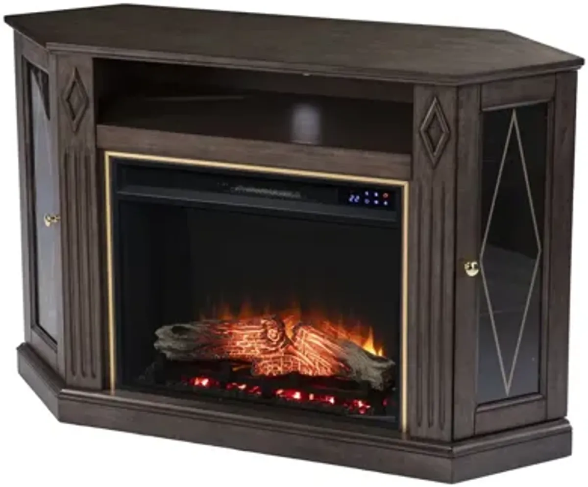 Blackburn Touch Screen Corner Media Fireplace in Brown by SEI Furniture