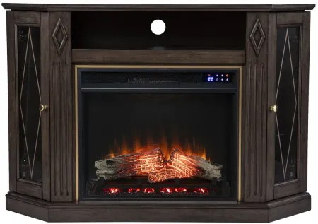 Blackburn Touch Screen Corner Media Fireplace in Brown by SEI Furniture