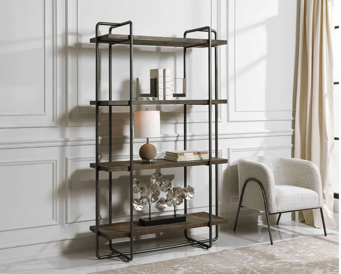 Stilo Etagere in Dark Brushed Pewter by Uttermost