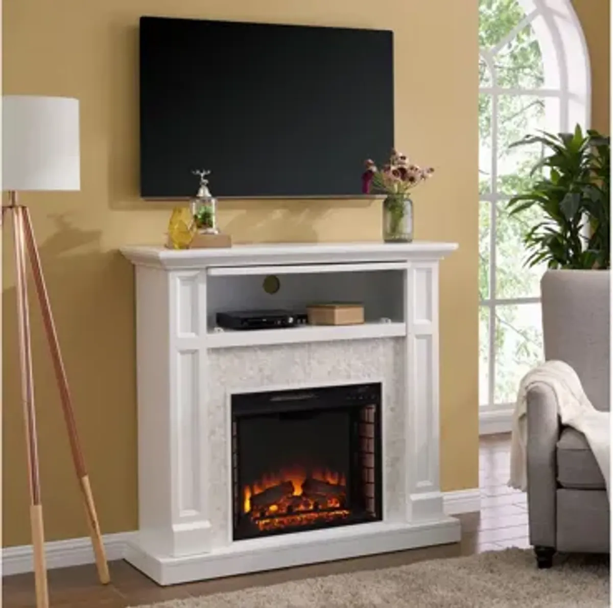 Newmarket Media Fireplace in White by SEI Furniture