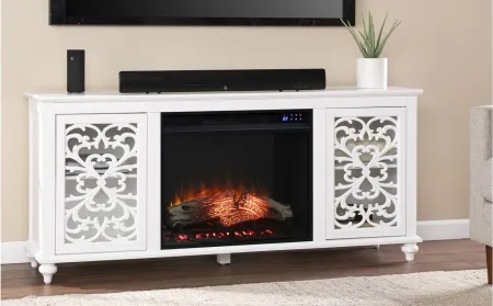 Miller Touch Screen Fireplace Console in White by SEI Furniture