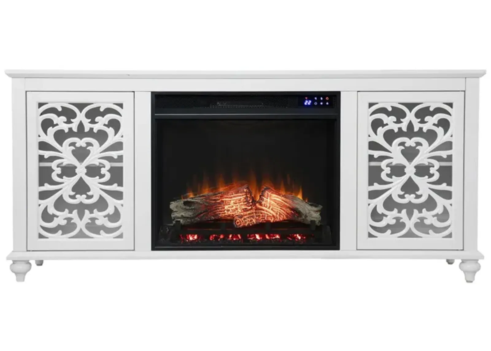 Miller Touch Screen Fireplace Console in White by SEI Furniture