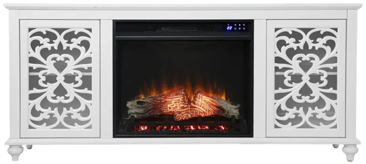 Miller Touch Screen Fireplace Console in White by SEI Furniture