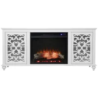 Miller Touch Screen Fireplace Console in White by SEI Furniture