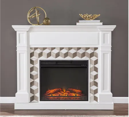 Enright LED Fireplace in White by SEI Furniture