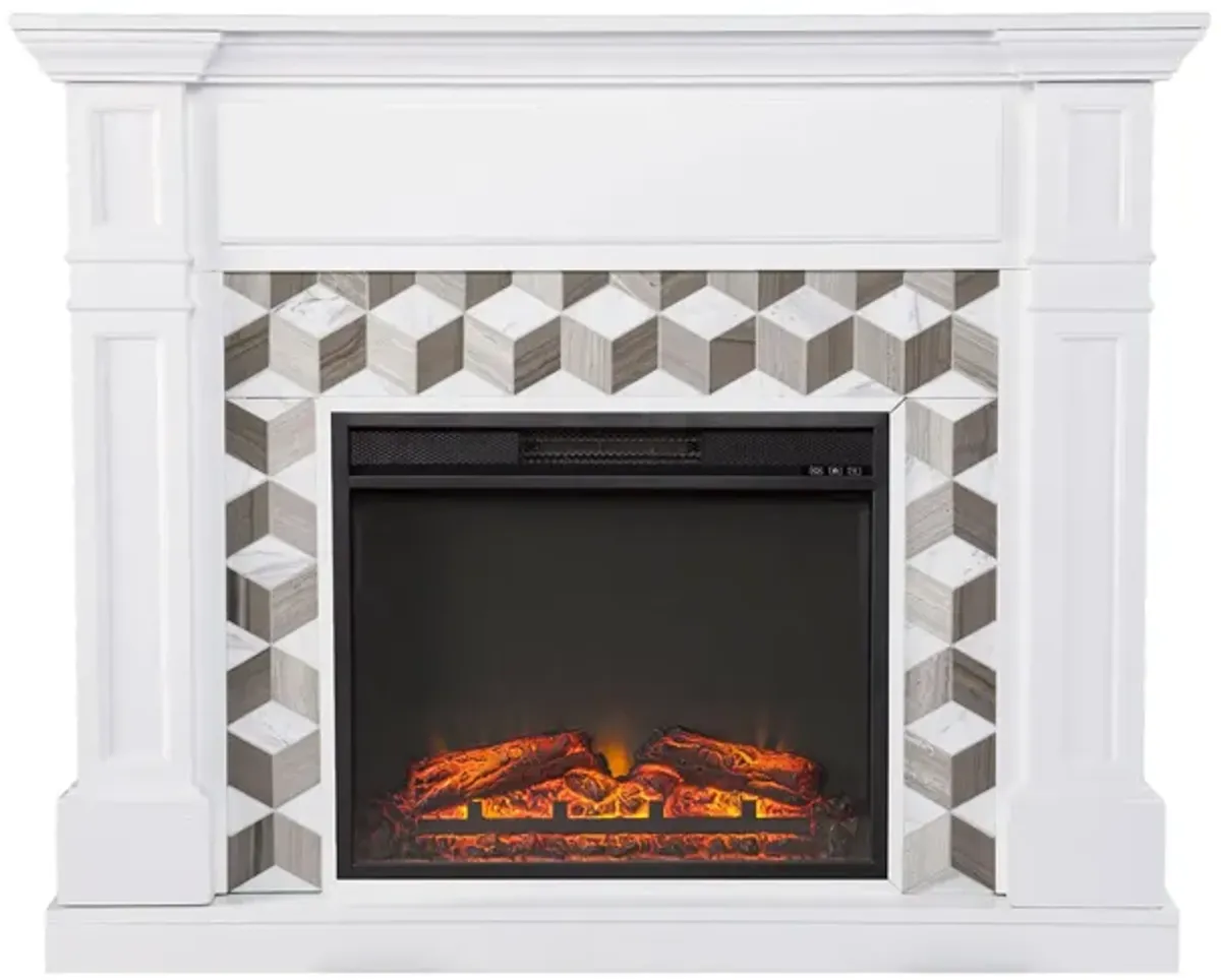 Enright LED Fireplace in White by SEI Furniture