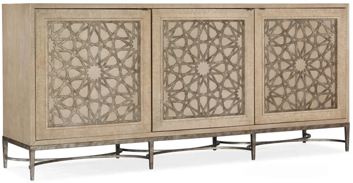 Melange 3-Door Entertainment Console in Pearl exterior finish by Hooker Furniture