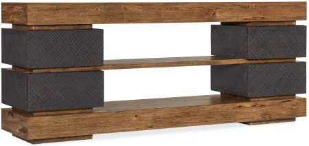 Big Sky Entertainment Console in Furrowed Bark, a charcoal finish with a crosshatch texture by Hooker Furniture