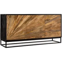 Commerce & Market Entertainment Console in Black wood finish on exterior with natural wood finish by Hooker Furniture