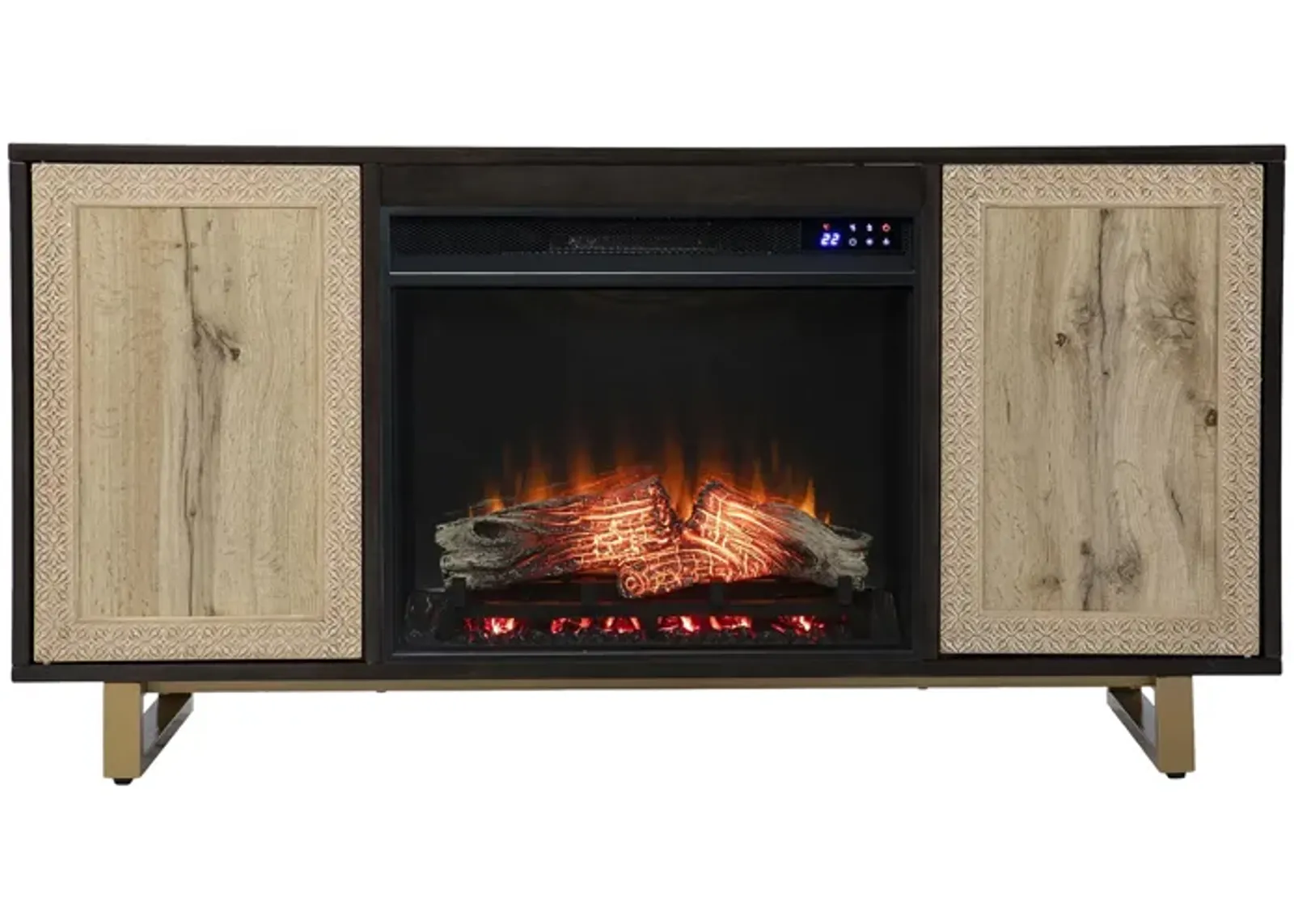 Poynton Touch Screen Fireplace Console in Brown by SEI Furniture