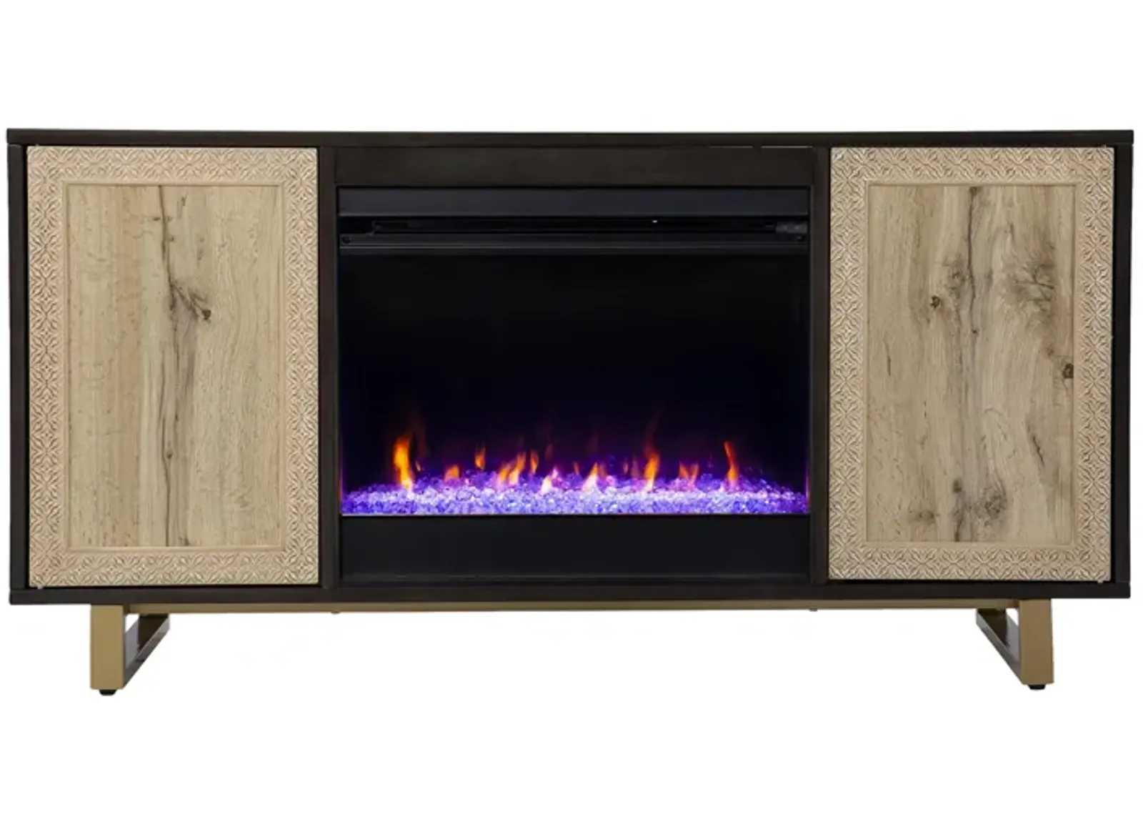 Poynton Color Changing Fireplace Console in Brown by SEI Furniture