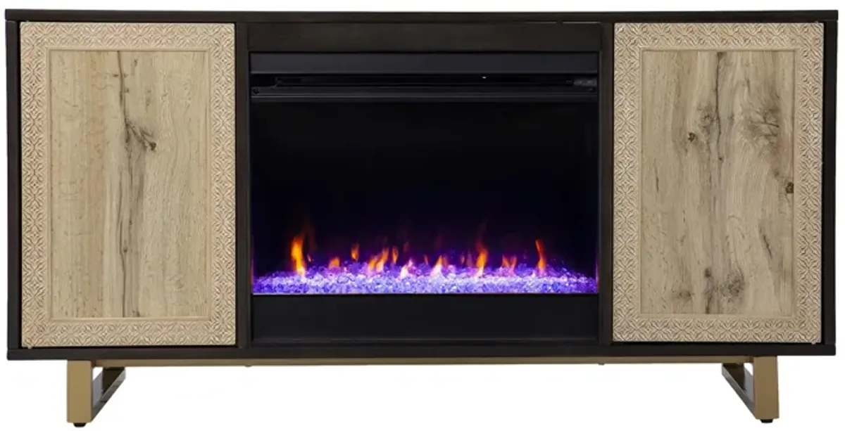 Poynton Color Changing Fireplace Console in Brown by SEI Furniture