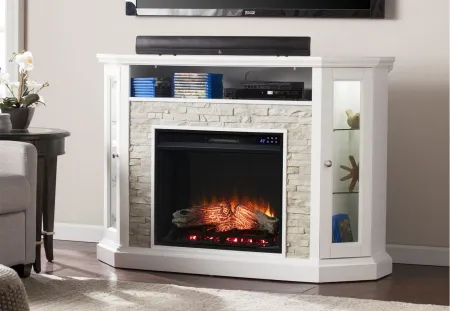 Redding Touch Screen Media Fireplace in White by SEI Furniture