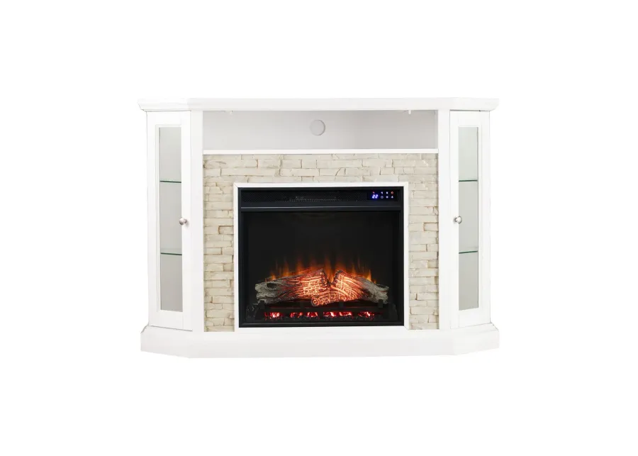 Redding Touch Screen Media Fireplace in White by SEI Furniture