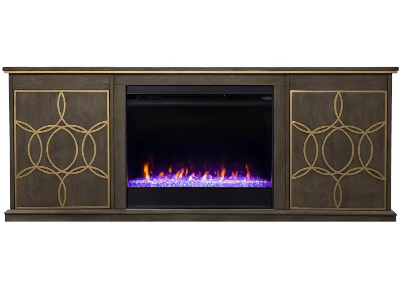 Purley Color Changing Fireplace Console in Brown by SEI Furniture