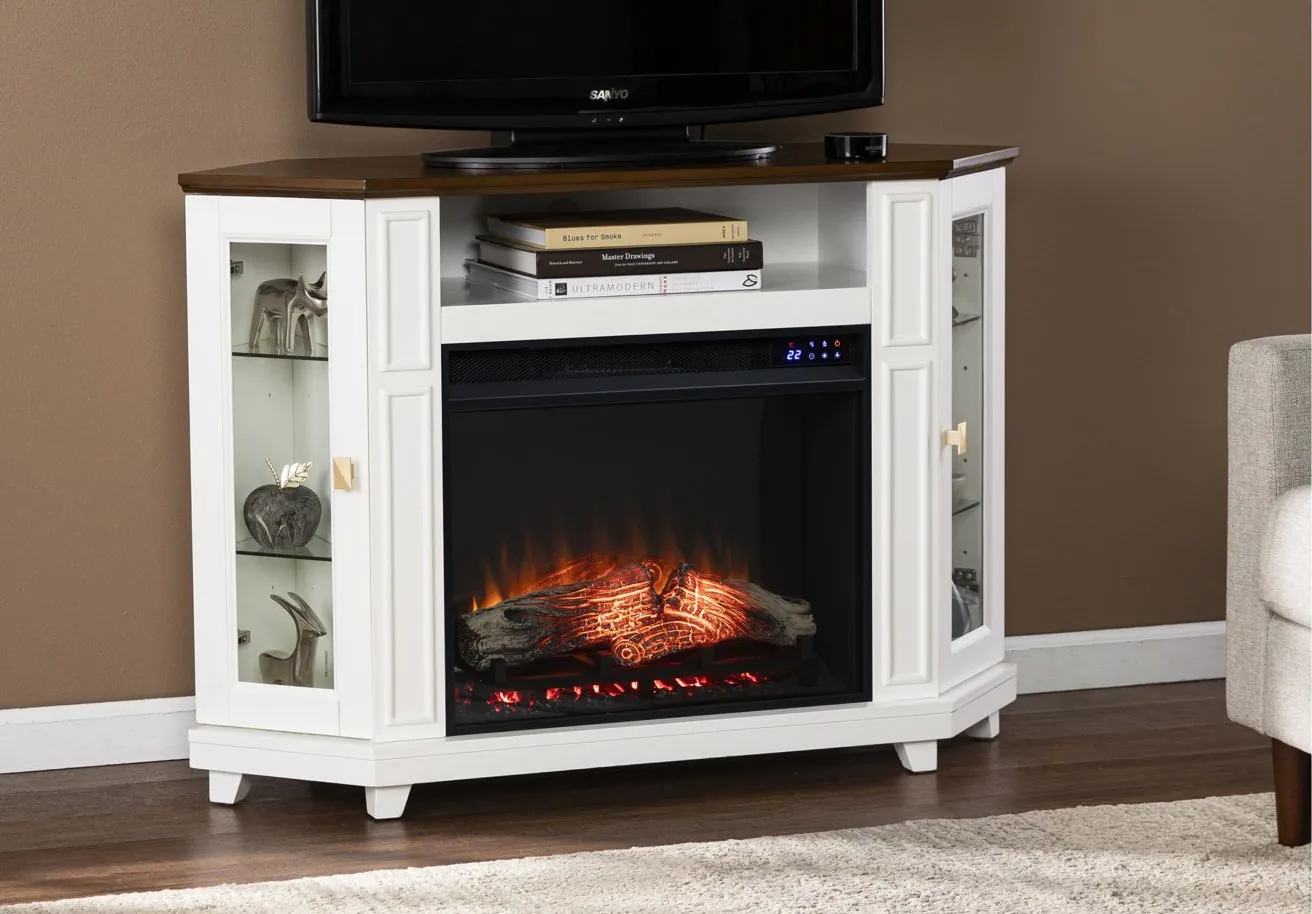 Haisley Touch Screen Media Fireplace in White by SEI Furniture