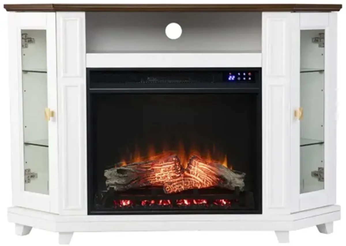 Haisley Touch Screen Media Fireplace in White by SEI Furniture