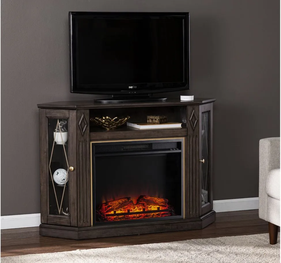 Blackburn Corner Media Fireplace in Brown by SEI Furniture