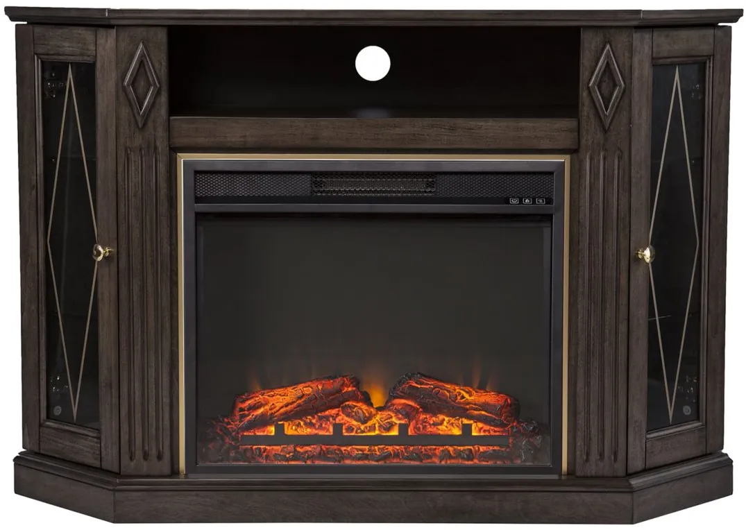 Blackburn Corner Media Fireplace in Brown by SEI Furniture