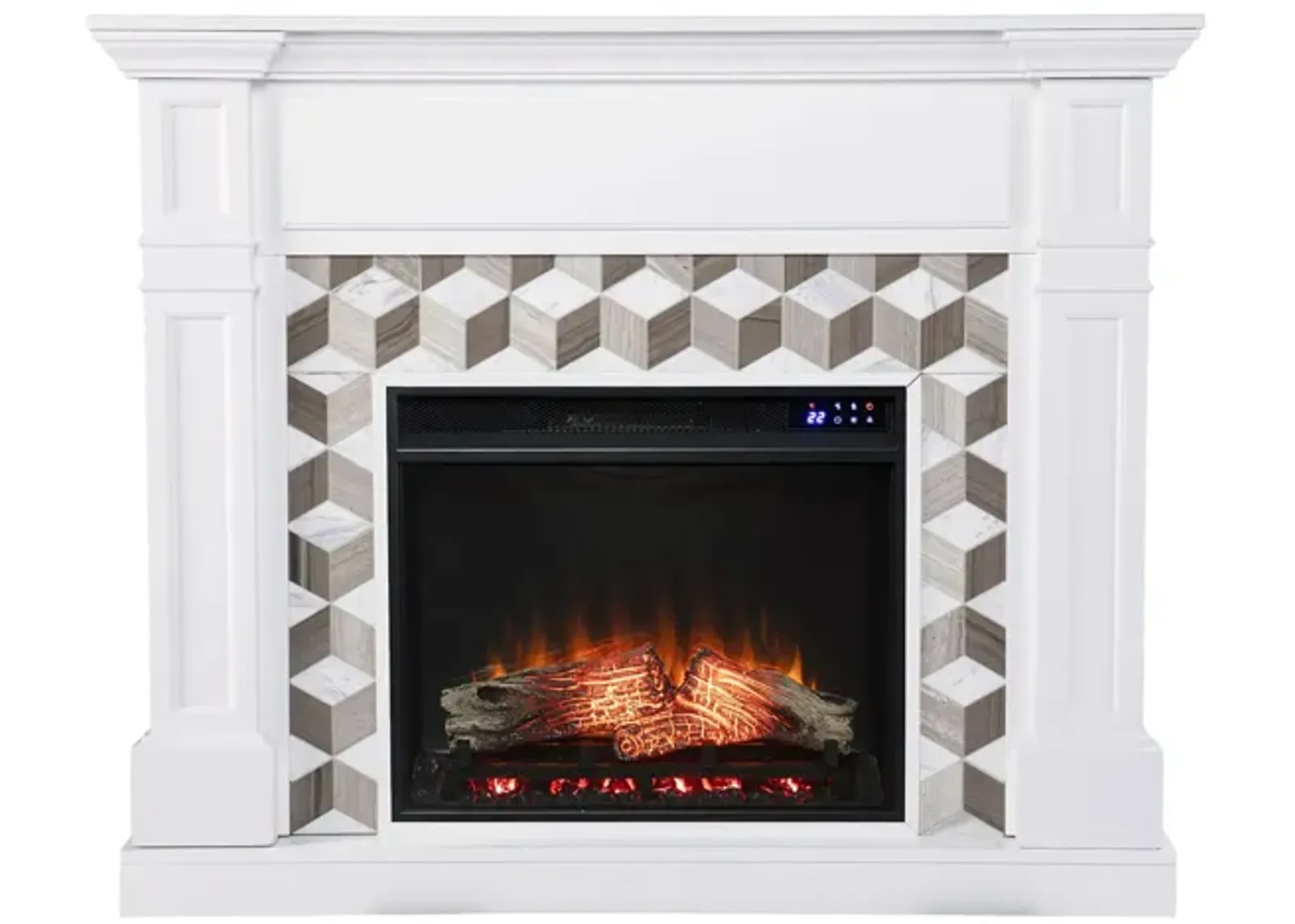 Enright Touch Screen Fireplace in White by SEI Furniture