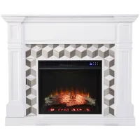Enright Touch Screen Fireplace in White by SEI Furniture
