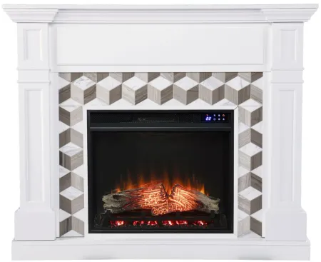 Enright Touch Screen Fireplace in White by SEI Furniture