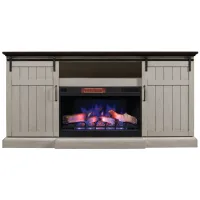 Cabaret 78" TV Console w/ Electric Fireplace in Weathered White by Twin-Star Intl.