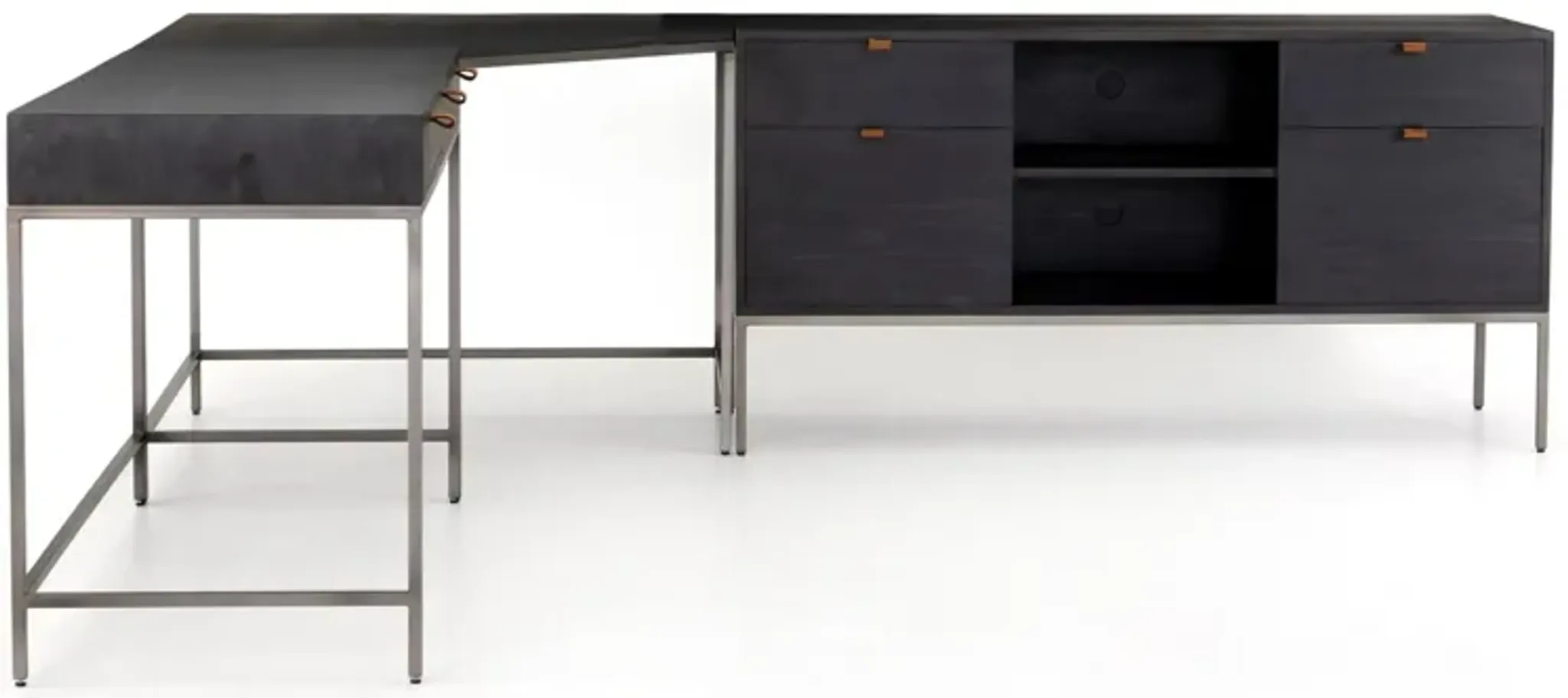 Edgefield Desk With Filing Credenza Raymour And Flanigan | Furniture.com