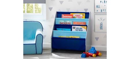Sling Book Rack Bookshelf by Delta Children in Grey/Blue by Delta Children