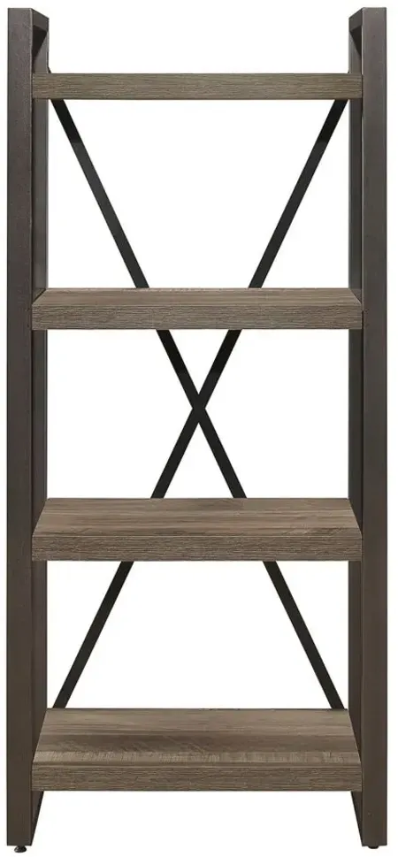 Griffin Bookcase in 2-Tone Finish (Brown and gunmetal) by Homelegance