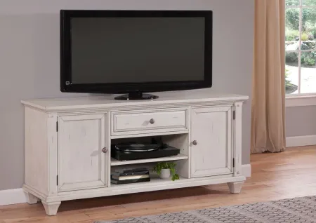 Sedona 66" TV Console in Cobblestone White by American Woodcrafters