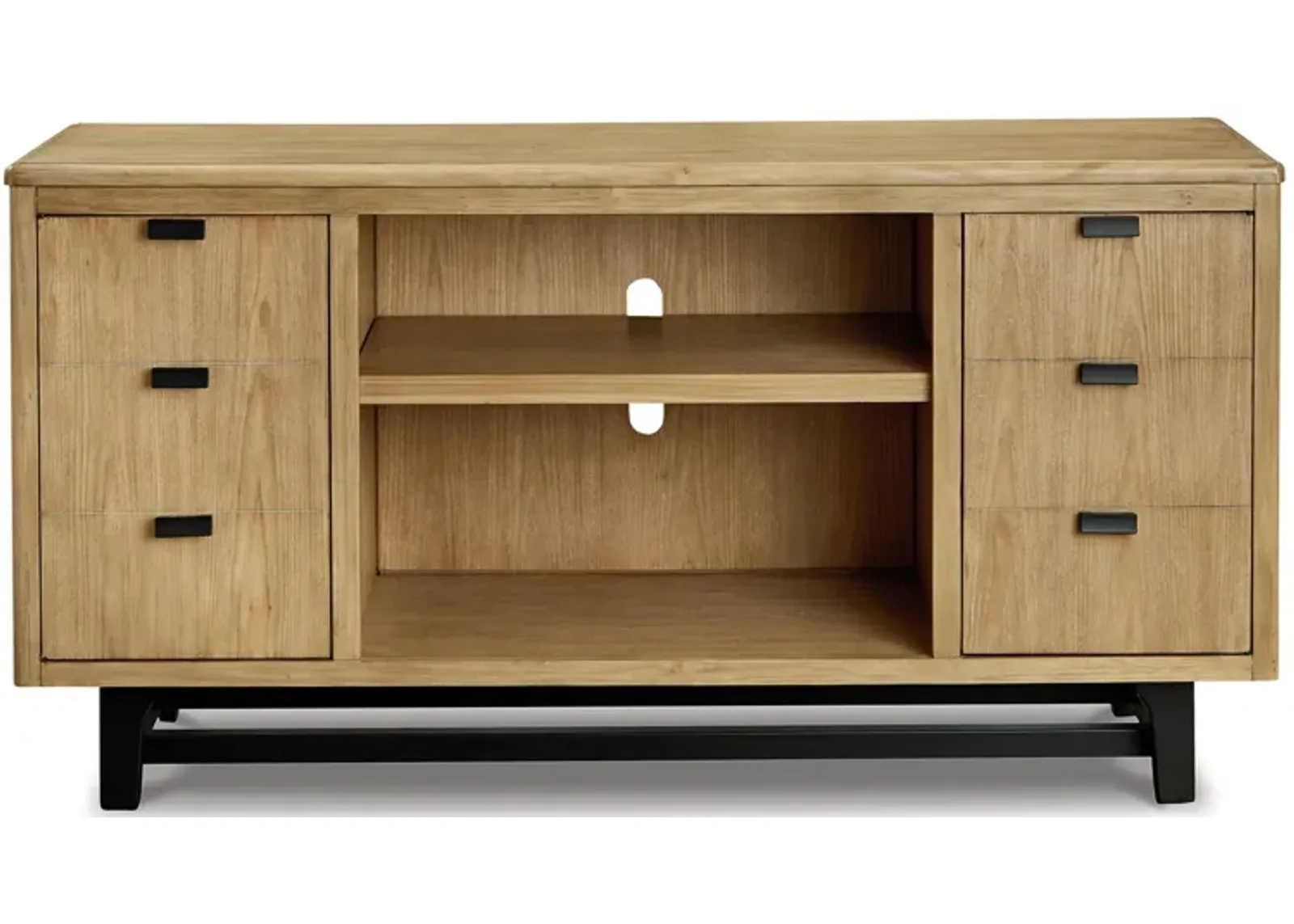 Freslowe TV Stand in Light Brown/Black by Ashley Furniture