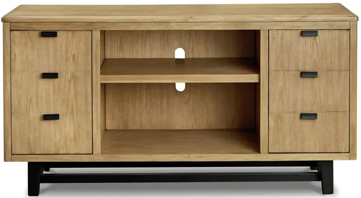 Freslowe TV Stand in Light Brown/Black by Ashley Furniture