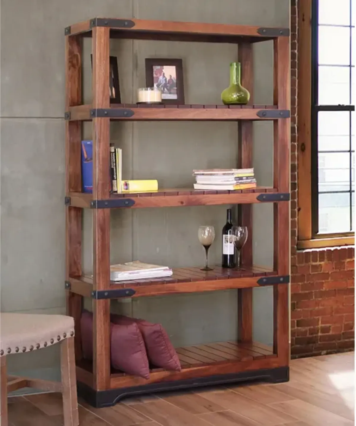 Parota 70" Bookcase in Antique Distressed by International Furniture Direct