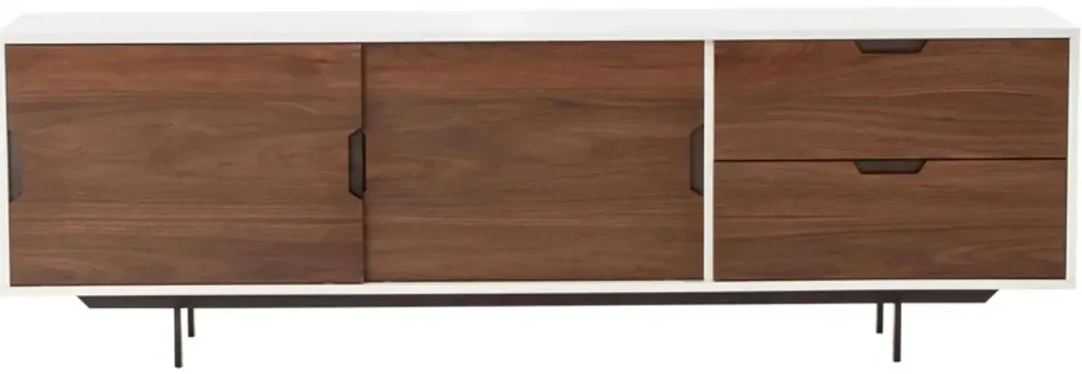 Tucker Media Console in Walnut, White Lacquer by Four Hands