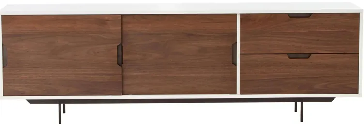 Tucker Media Console in Walnut, White Lacquer by Four Hands