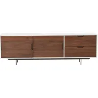 Tucker Media Console in Walnut, White Lacquer by Four Hands