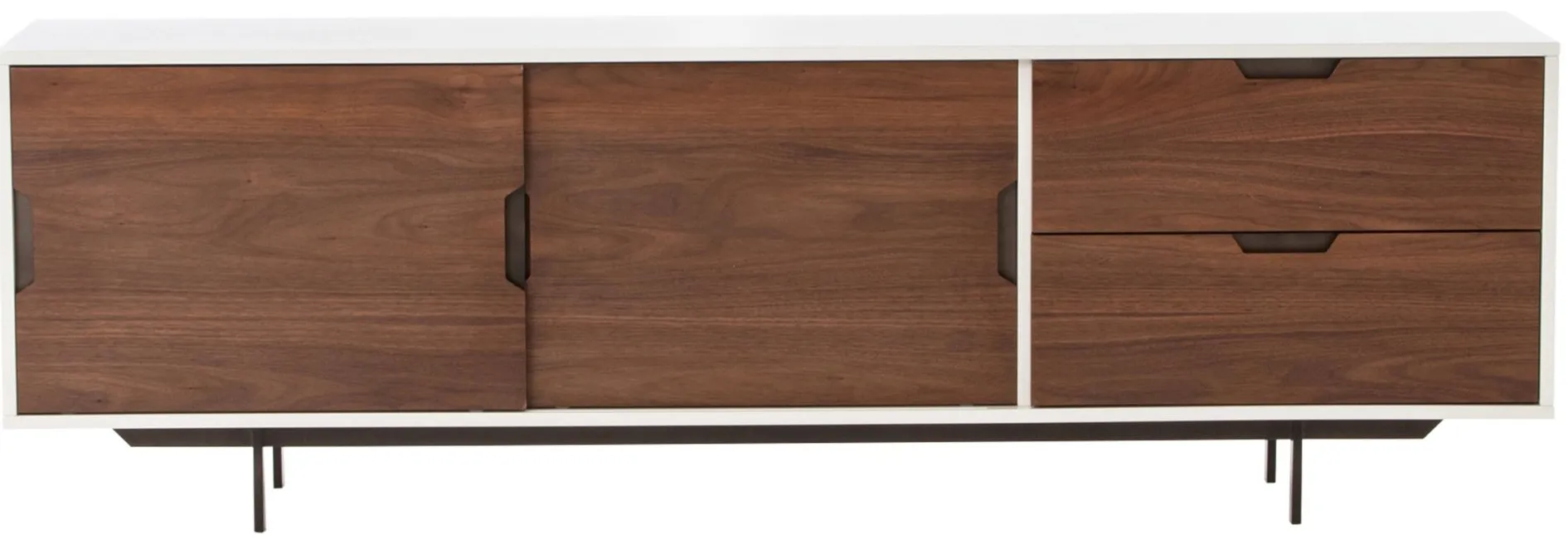 Tucker Media Console in Walnut, White Lacquer by Four Hands