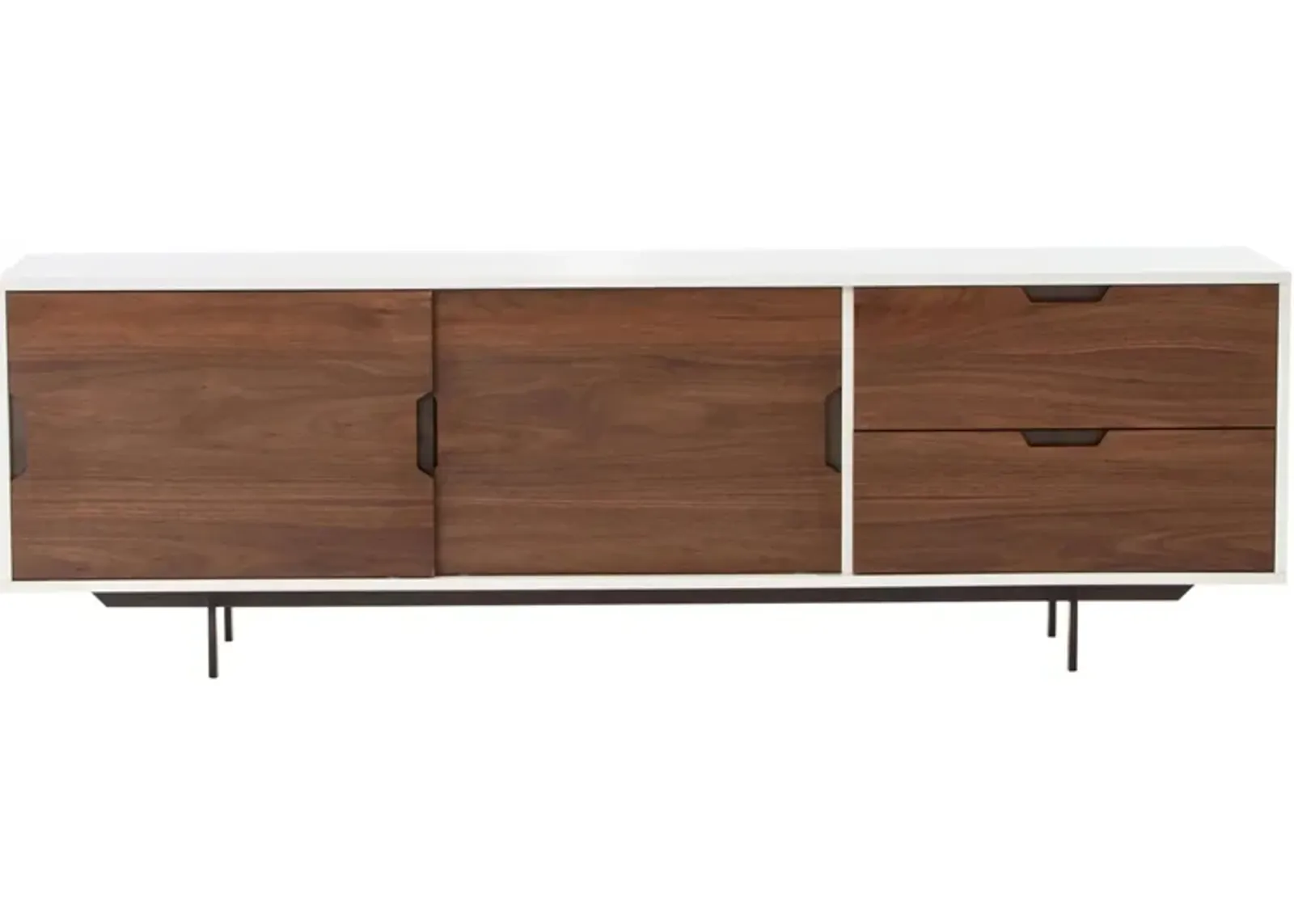 Tucker Media Console in Walnut, White Lacquer by Four Hands