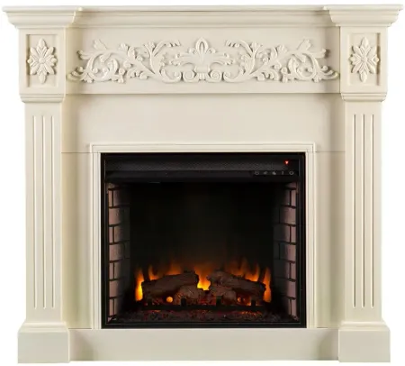Holt Calvert Carved Electric Fireplace in Ivory by SEI Furniture